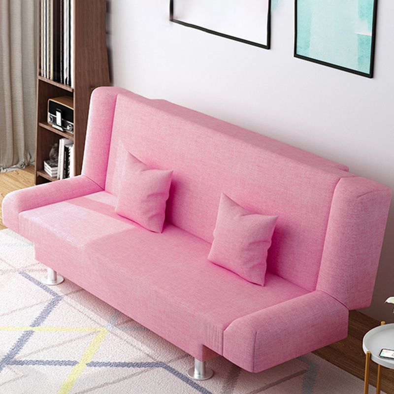 Modern Cotton Blend Round Arm Convertible Sofa Tight Back Foldable Sofa Bed Clearhalo 'furn' 'furn_sofas' 'Furniture' 'furniture_sofas' 'Living Room Furniture' 'Sofa' 'sofas' 1200x1200_d3de2517-9f13-4209-98c0-aa534cf1d930