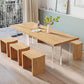 Pine Wood Top Dining Table Contemporary Dining Table with Double Pedestal Base