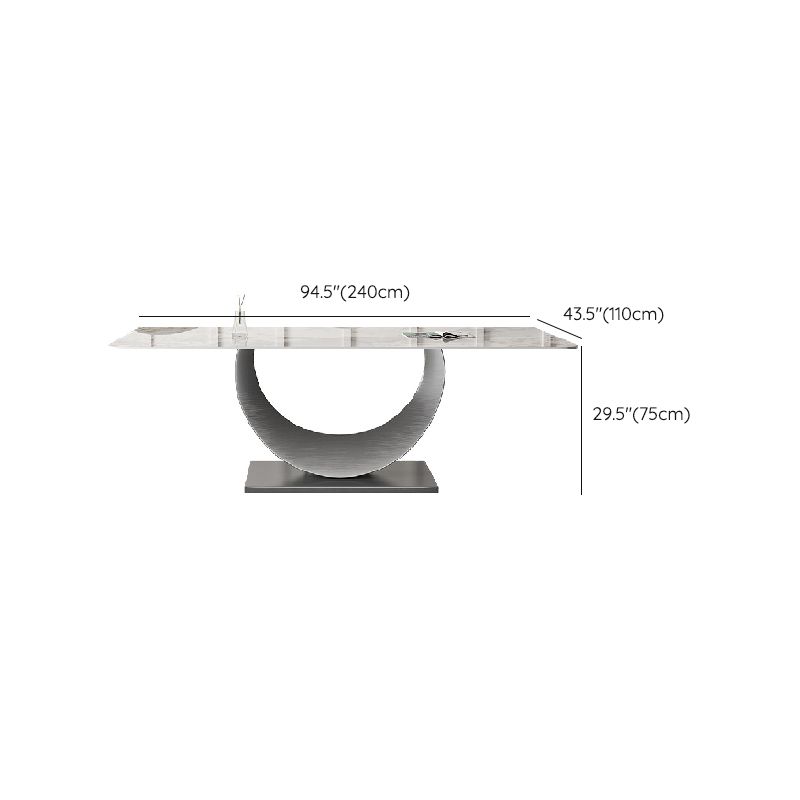 Contemporary Style Rectangle Table Sintered Stone Table with Metal Legs for Home Clearhalo 'Dining Tables & Seating' 'Dining Tables' 'dining_table' 'furn' 'furn_dining_table' 'Furniture' 'Kitchen & Dining Furniture' 1200x1200_d3e0f202-3f75-4034-98c1-63c1c39e2539