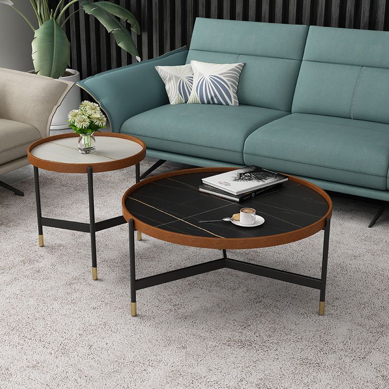 3 Legs Base Design Black Metal Base Rock Slab Top Round Coffee Table Clearhalo 'Coffee & Accent Tables' 'Coffee Tables' 'coffee_tables' 'Furniture' 'furniture_coffee_tables' 'Living Room Furniture' 1200x1200_d3e33de3-fb98-491b-afcc-11dd43917d50