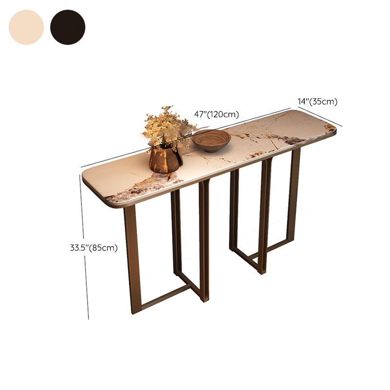 Tavolo console contemporanea a forma di rettangolo bianco tavolo da divano console in pietra bianca/nera