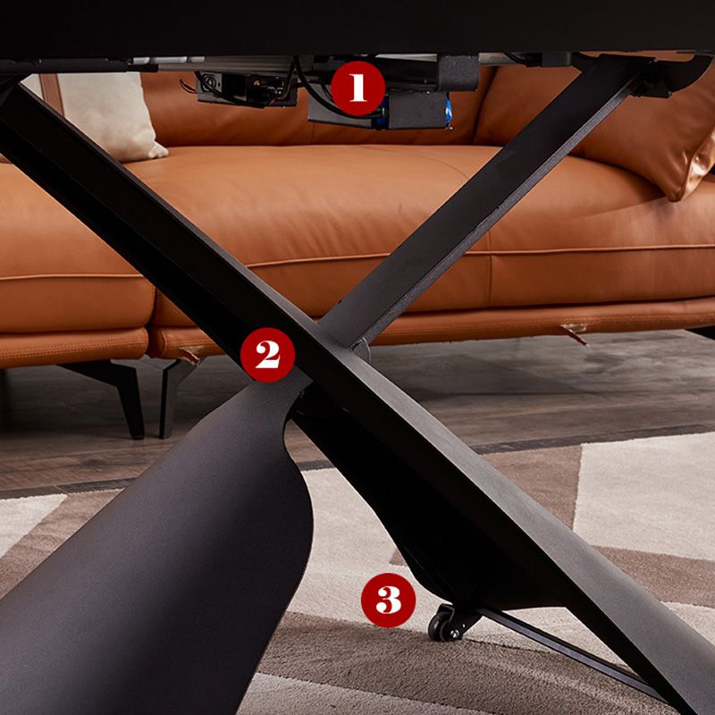 Glam Adjustable Height Coffee Table Slate Cross Legs Cocktail Table Clearhalo 'Coffee & Accent Tables' 'Coffee Tables' 'coffee_tables' 'furn' 'furn_coffee_tables' 'Furniture' 'Living Room Furniture' 1200x1200_d3e52e20-2b4b-4484-806b-dce1eed462fe