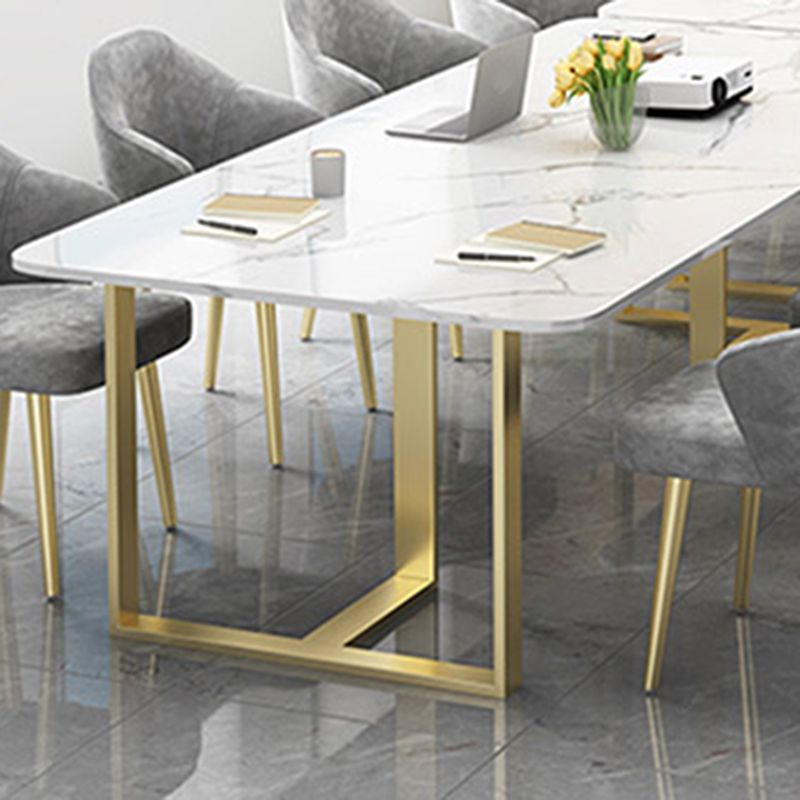 Rectangular Shape Contemporary Office Desk Stone Task Desk with 2-Legs in White Clearhalo 'furn' 'furn_office_desk' 'Furniture' 'Office Desks' 'Office Furniture' 'office_desk' 1200x1200_d3e67d34-ac5b-4373-9738-422aa3f618ef