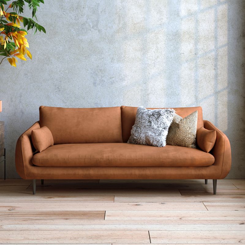 Contemporary 31.5" H Faux Leather Pillow Top Arm Sofa for Living Room