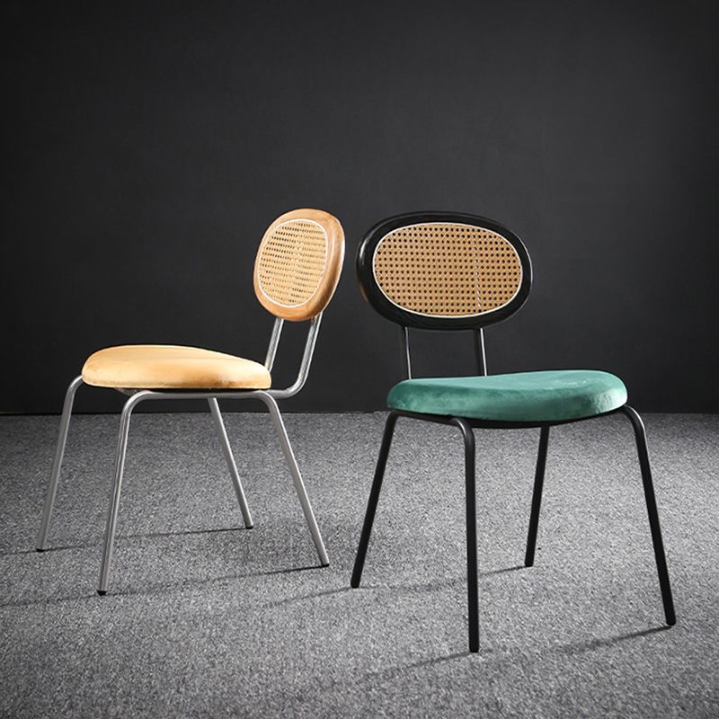 Glam Style Side Chair Upholstered Cane Back Dining Chair for Indoor Clearhalo 'Dining Chairs' 'Dining Tables & Seating' 'dining_chair' 'furn' 'furn_dining_chair' 'Furniture' 'furniture_dining_chair' 'Kitchen & Dining Furniture' 1200x1200_d3e81292-5388-4dcd-ba7c-92733f1a1ada