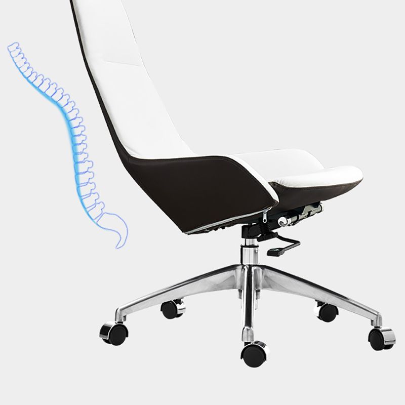 Faux Leather Office Chair Contemporary Nylon Desk Chair in White Clearhalo 'furn' 'furn_office_chair' 'Furniture' 'Office Chairs' 'Office Furniture' 'office_chair' 1200x1200_d3edfce8-a614-47dd-be9b-6b416767519c