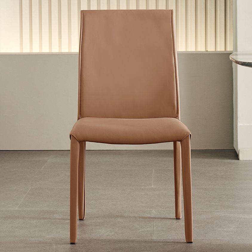 Designer Style Home Leather Side Chair Matte Finish Solid Back Dining Chair Clearhalo ' kitchen&dining_furn' 'Dining Chairs' 'Dining Tables & Seating' 'dining_chair' 'furn' 'furn_dining_chair' 'Furniture' 'furniture_dining_chair' 'Kitchen & Dining Furniture' 'kitchen' 1200x1200_d3ee88cd-2325-4a65-876a-8e1682d81af1