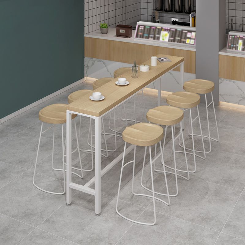 Tavolo da bar per top in legno finitura naturale industriale in metallo bianco tavolo da bistrot