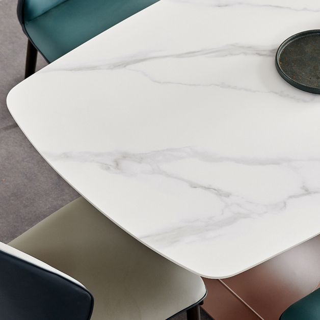 Traditional Luxury Dining Table White Rectangle Sintered Stone Table with Rose Gold Frame Clearhalo ' dining_table' 'Dining Tables & Seating' 'Dining Tables' 'furn' 'furn_dining_table' 'Furniture' 'furniture_dining_table' 'Kitchen & Dining Furniture' 'kitchen&dining_furn' 'kitchen' 'kitchen_dining_table' 1200x1200_d3f21881-3e7c-4e1b-bb61-ce1d803bd7aa