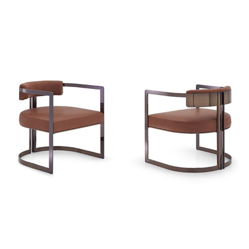 Silla de brazo tapizado silla de comedor de estilo moderno con patas de metal