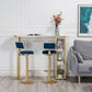 Glam Gold Iron Bistro Table White Stone Top Indoor Bar Dining Table with Shelf Clearhalo 'Bar Furniture' 'Bar Tables' 'bar_tables' 'furn' 'furn_bar_tables' 'Furniture' 'furniture_bar_tables' 'Kitchen & Dining Furniture' 1200x1200_d3f33616-43db-4e0b-a47f-e6aeb202c01e