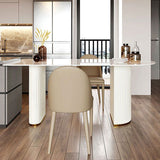 Double Pedestal Dining Table Stone Top Dining Table in White for Kitchen Clearhalo 'Dining Tables & Seating' 'Dining Tables' 'dining_table' 'furn' 'furn_dining_table' 'Furniture' 'Kitchen & Dining Furniture' 1200x1200_d3f4c756-dbdf-4923-b3ea-59ae332b86dc