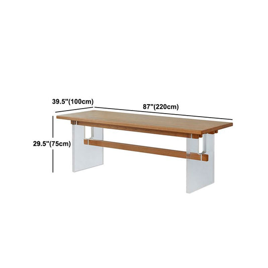 Mesa de comedor rectangular de madera maciza muebles marrones modernos con base de caballete para el hogar
