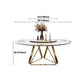 Round Dining Table Set 1/4/5/7/9 Pcs Marble Dining Table with Upholstered Chairs