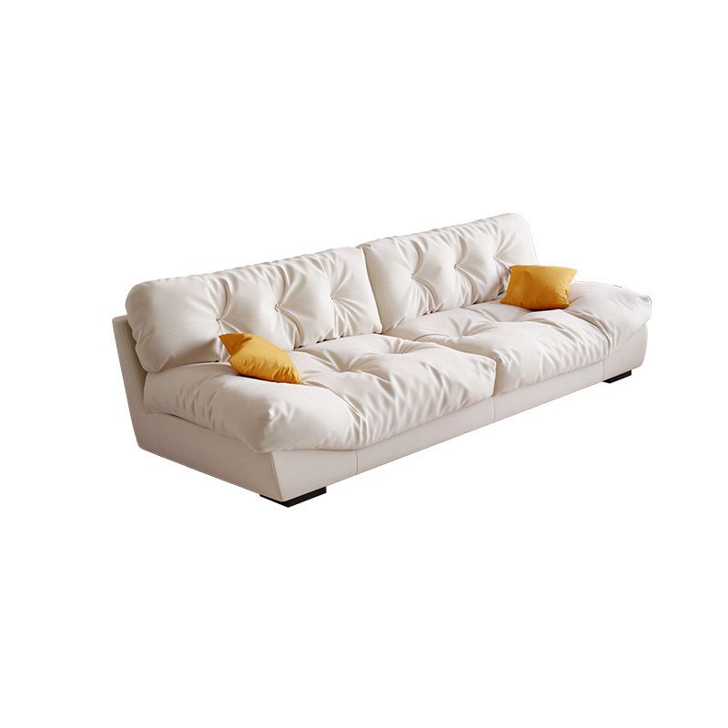 ベージュのコンテンポラリーフェイクレザー/スエードアームレス房のソファソファ
