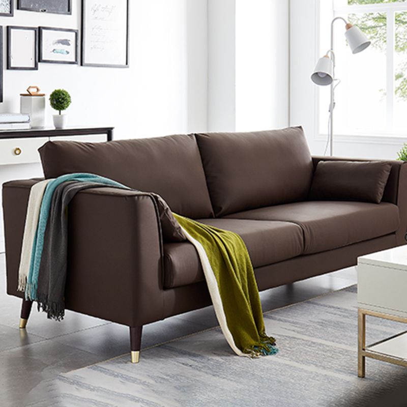 Contemporary Faux Leather Square Arm Sofa Cushions Standard Sofa