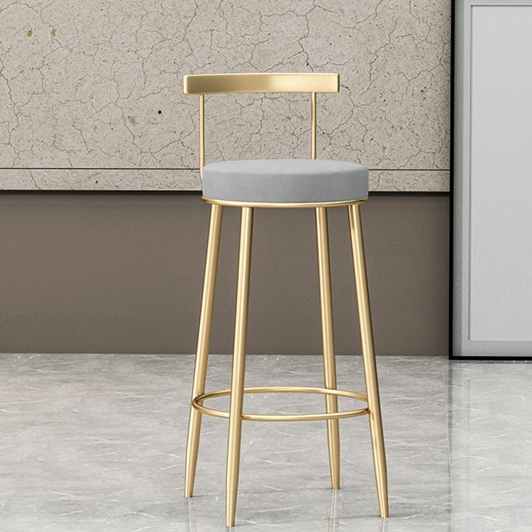Glam Style Backrest Counter Stool Iron Cafe Bar Stool with Velvet Cushion and Pedal Clearhalo 'Bar Furniture' 'Bar Stools' 'bar_stools' 'furn' 'furn_bar_stools' 'Furniture' 'furniture_bar_stools' 'Kitchen & Dining Furniture' 1200x1200_d3ff2a8f-96d4-4051-816d-612e26e64dce