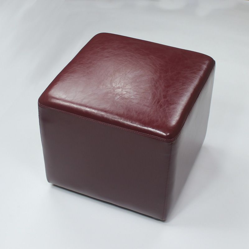 Mid-Century Modern Pouf Ottoman Genuine Leather Upholstered Solid Color Square Ottoman Clearhalo 'furn' 'furn_ottomans_poufs' 'Furniture' 'Living Room Furniture' 'Ottomans & Poufs' 'ottomans_poufs' 1200x1200_d4032292-a3e0-4552-8ed7-a395295a331e