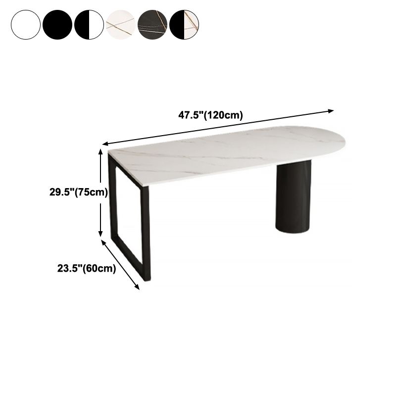 Free Form Sintered Stone Dining Table Modern Dining Table with Double Pedestal for Home Clearhalo 'Dining Tables & Seating' 'Dining Tables' 'dining_table' 'furn' 'furn_dining_table' 'Furniture' 'Kitchen & Dining Furniture' 1200x1200_d4042870-3920-42d5-b59f-74d332fc56eb