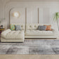 Cream-white Sectional down Padded Tufted Back Tech/flannelette Sofa