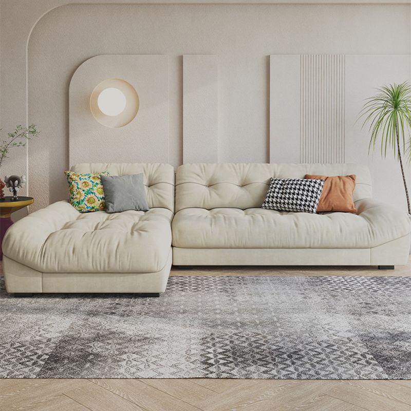 Cream-white Sectional down Padded Tufted Back Tech/flannelette Sofa