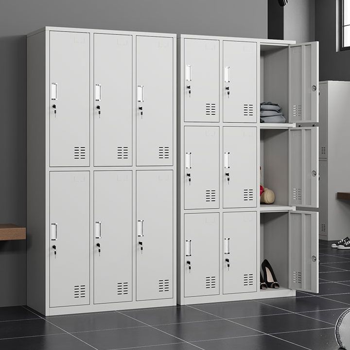 Metal Gray Cabinet for Bathroom Contemporary Storage Cabinet with Hinged Doors Clearhalo 'Armoires & Wardrobes' 'armoires_wardrobes' 'Bedroom Furniture' 'furn' 'furn_armoires_wardrobes' 'Furniture' 1200x1200_d4050657-8694-41fb-804c-24cd4f0811a0