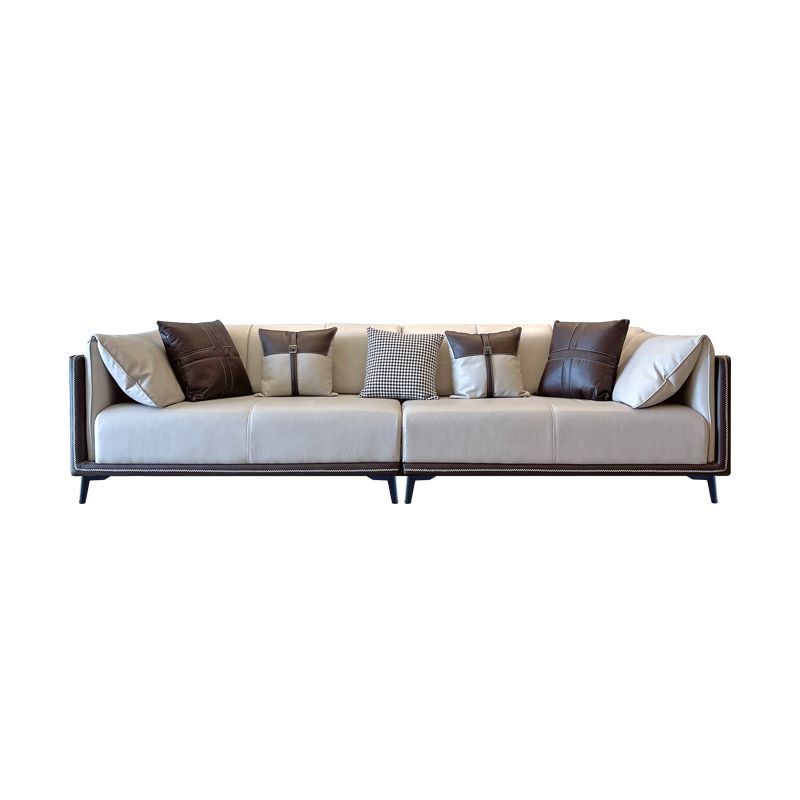 Stain-Resistant Faux Leather Sofa/Sectional with Pillowed Back Cushions for Living Room Clearhalo 'furn' 'furn_sectionals' 'Furniture' 'furniture_sectionals' 'kitchen' 'kitchen_sectionals' 'Living Room Furniture' 'Sectionals' 1200x1200_d405a8b4-7b02-4df2-81fc-8ac8c8933bc4