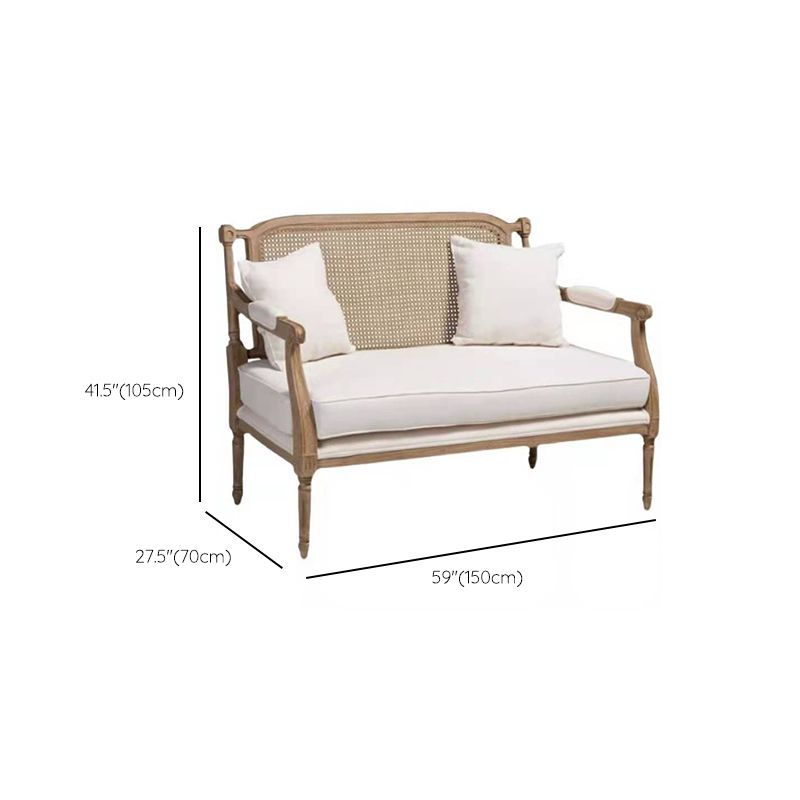 Massives Holz tropisches Sofa mit losen Rücken und quadratischem Arm in Leinen