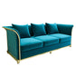 27.5" H Contemporary Velvet Tuxedo Arm Sofa with Pillows for Living Room
