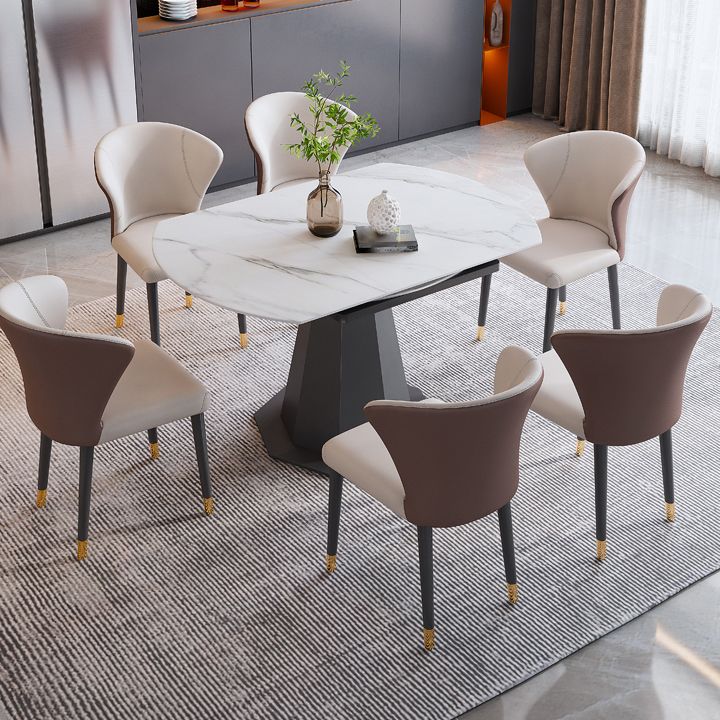 Modern Round Stone Dining Table Set 1/2/5/7 Pieces Dining Set for Home Use Clearhalo 'Dining Room Sets' 'Dining Tables & Seating' 'dining_room_set' 'furn' 'furn_dining_room_set' 'Furniture' 'furniture_dining_room_set' 'Kitchen & Dining Furniture' 1200x1200_d407269a-dd9d-47ec-9f29-8b75cae23713
