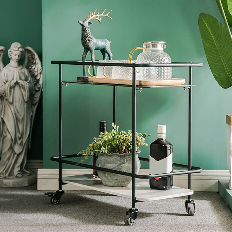 Tavolo di fascia alta in vetro rettangolare contemporaneo con scaffale ardesia