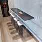 Black Solid Wood Top Bar Table with Acrylic Base Modern Pub Table for Home
