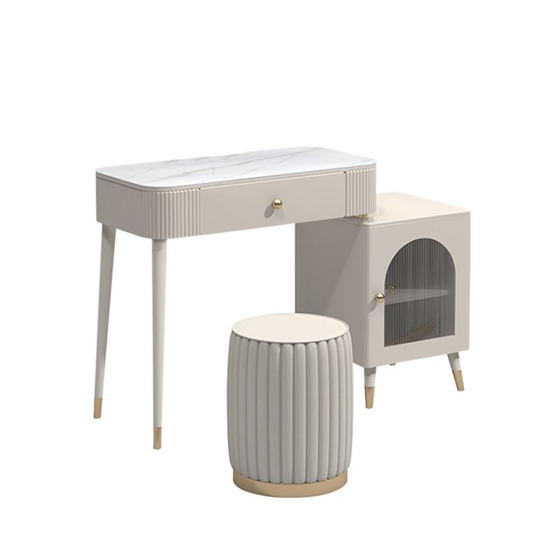 Contemporary Metal Vanity with Glass Accent Vanity Set with Stool Clearhalo 'Bedroom Furniture' 'furn' 'furn_makeup_vanities' 'Furniture' 'Makeup Vanities' 'makeup_vanities' 1200x1200_d4085417-a9be-4ca6-ba3b-6b9a585e0e2f