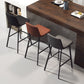 Taburete de bar sin brazos con respaldo Glam, taburete de bar de cocina de hierro con cojín de cuero y pedal