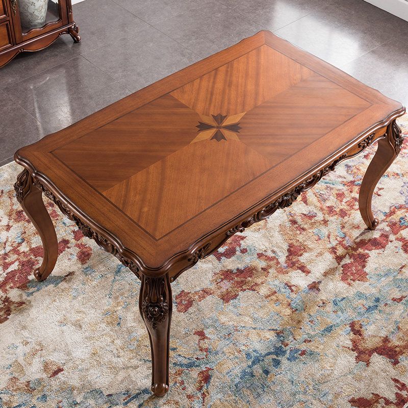 Mid-Century Brown Dining Table Rectangle Solid Wood Dining Table with 4 Legs Clearhalo ' dining_table' 'Dining Tables & Seating' 'Dining Tables' 'furn' 'furn_dining_table' 'Furniture' 'furniture_dining_table' 'Kitchen & Dining Furniture' 'kitchen&dining_furn' 'kitchen' 'kitchen_dining_table' 1200x1200_d40a4c62-3e83-4409-9dba-0a3c4fd5a847