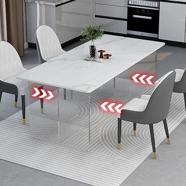 Rectangular Stone Dining Table Acrylic Furniture with Double Pedestal in Matte Finish Clearhalo 'Dining Tables & Seating' 'Dining Tables' 'dining_table' 'furn' 'furn_dining_table' 'Furniture' 'Kitchen & Dining Furniture' 1200x1200_d40a4f36-de56-4069-9584-d547cb20c3a4