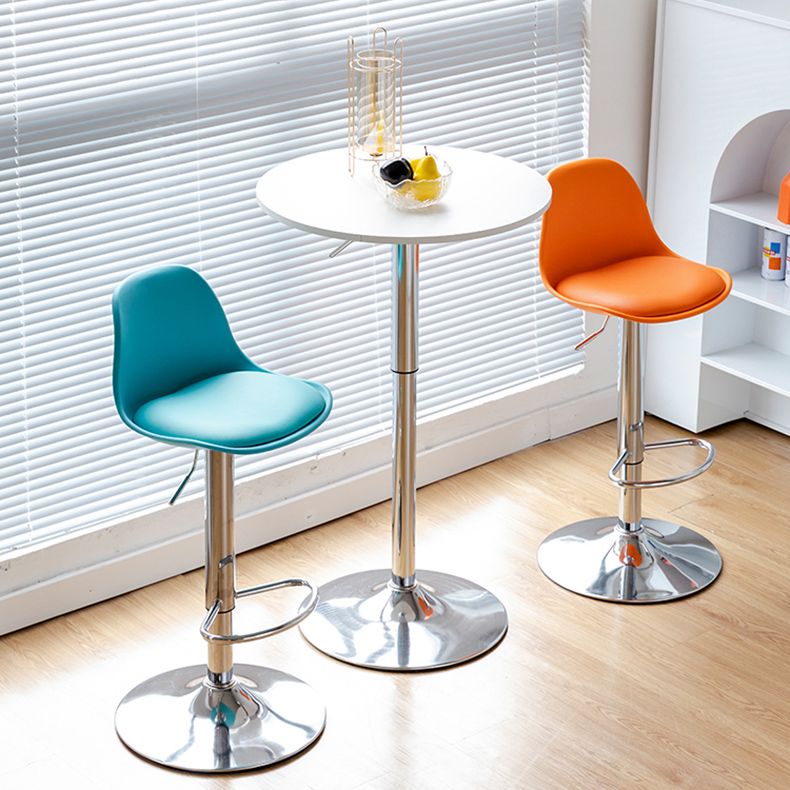 Living Room Nordic Liftable Barstool Leather Bar Stool with Silver Base Clearhalo 'Bar Furniture' 'Bar Stools' 'bar_stools' 'furn' 'furn_bar_stools' 'Furniture' 'Kitchen & Dining Furniture' 1200x1200_d40a7d4b-333c-416b-97ac-ae2e1dd29be8