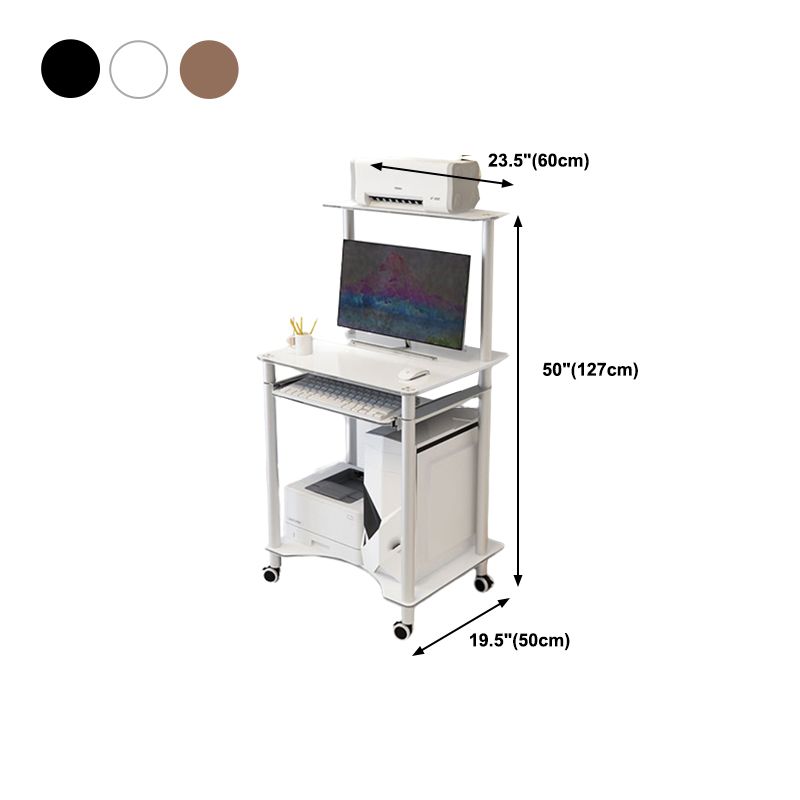 Contemporary Glass Computer Desk Keyboard Tray Rectangular Office Desk Clearhalo 'furn' 'furn_office_desk' 'Furniture' 'Office Desks' 'Office Furniture' 'office_desk' 1200x1200_d40af99e-4858-45db-8907-e4e1a0f3647d