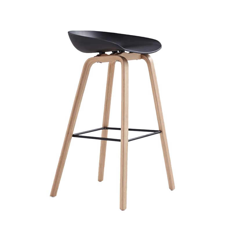 Indoor Plastic Bucket Seat Scandinavian Armless Bar Height Stool with Wood Legs Clearhalo 'Bar Furniture' 'Bar Stools' 'bar_stools' 'furn' 'furn_bar_stools' 'Furniture' 'Kitchen & Dining Furniture' 1200x1200_d40b03ac-9509-4e36-a393-e0d8245b7318