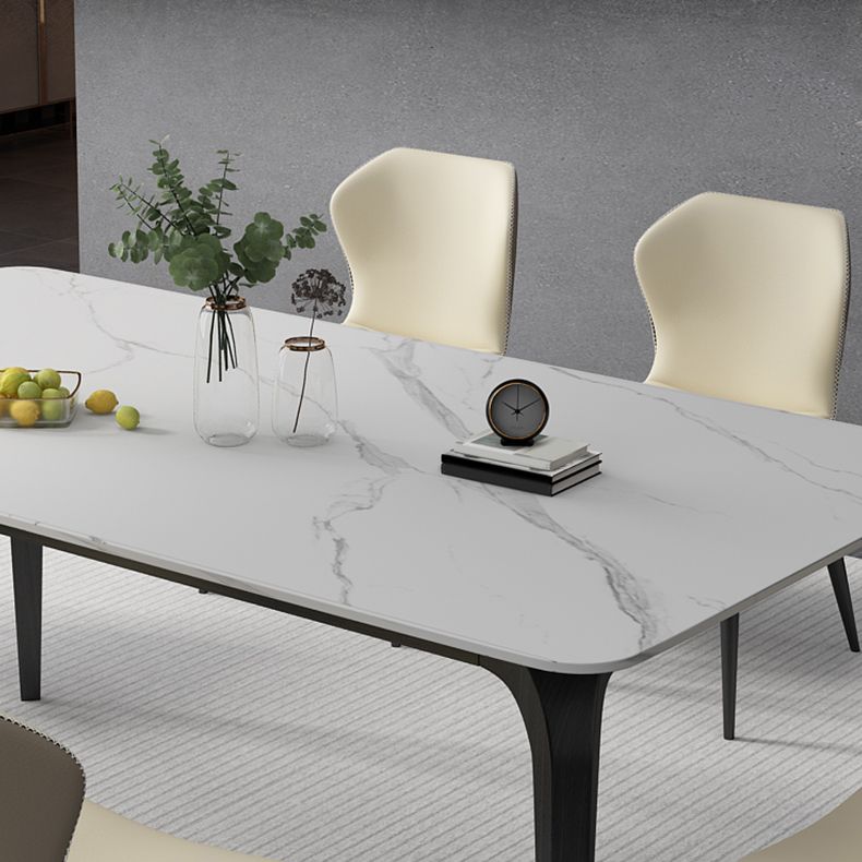 Rectangle Shape Industrial Dining Table Fixed Table with Sintered Stone Clearhalo 'Dining Tables & Seating' 'Dining Tables' 'dining_table' 'furn' 'furn_dining_table' 'Furniture' 'furniture_dining_table' 'Kitchen & Dining Furniture' 'kitchen' 'kitchen_dining_table' 1200x1200_d40b9bb1-46e5-4a1c-a22c-6cd92e956c96