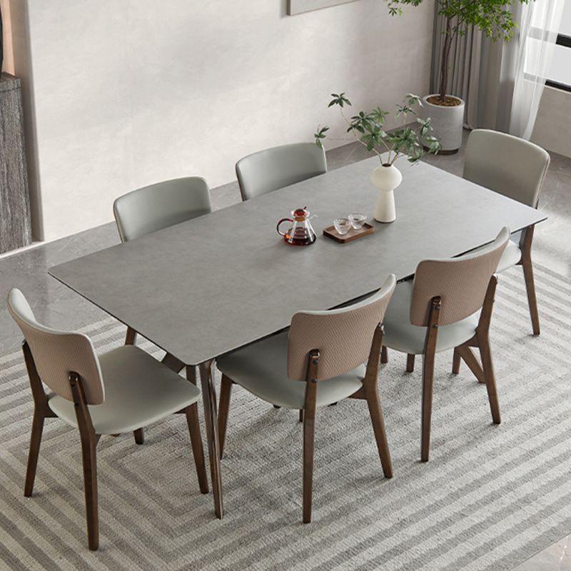 Modern Sintered Stone Dining Set Rectangle 1/2/5/7 Pieces Dining Room Table Set in Grey Clearhalo 'Dining Room Sets' 'Dining Tables & Seating' 'dining_room_set' 'furn' 'furn_dining_room_set' 'Furniture' 'Kitchen & Dining Furniture' 1200x1200_d40bbc20-4fbc-4233-9407-1182e9922ee6