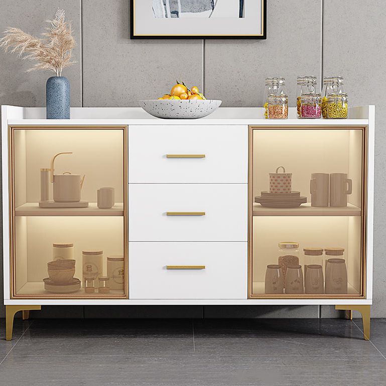 Modern Engineered Wood Sideboard Dining Room 35.4"H Buffet Server with Glass Doors Clearhalo 'buffet_sideboard' 'Buffets & Sideboards' 'furn' 'furn_buffet_sideboard' 'Furniture' 'Kitchen & Dining Furniture' 1200x1200_d40d7a6f-a2c0-448a-a0f9-12dab1172b33
