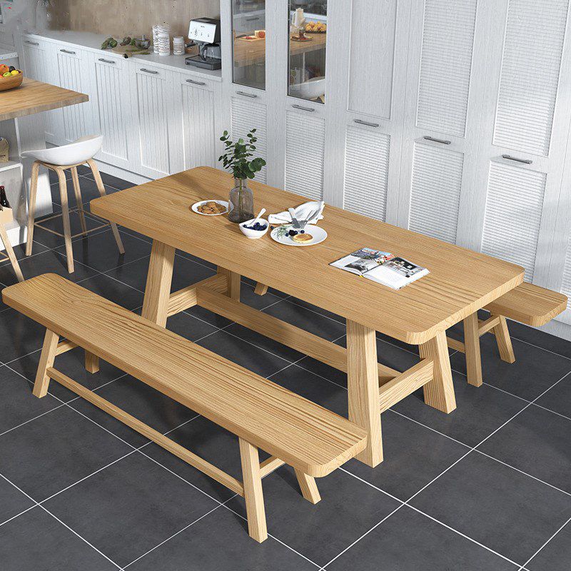 Modern Rectangle Shape Khaki Dining Table Solid Wood Standard Dining Table for Kitchen Clearhalo ' dining_table' 'Dining Tables & Seating' 'Dining Tables' 'furn' 'furn_dining_table' 'Furniture' 'furniture_dining_table' 'Kitchen & Dining Furniture' 'kitchen&dining_furn' 'kitchen' 'kitchen_dining_table' 1200x1200_d413f5ed-7de6-4c55-b4c4-30730f5459c8