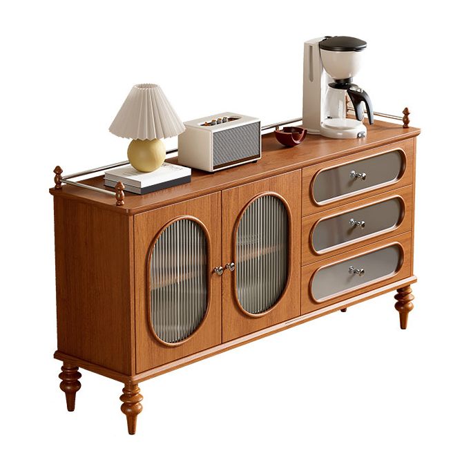 Scheda di vetro in legno in stile moderno Scheda laterale con cassetti e armadi