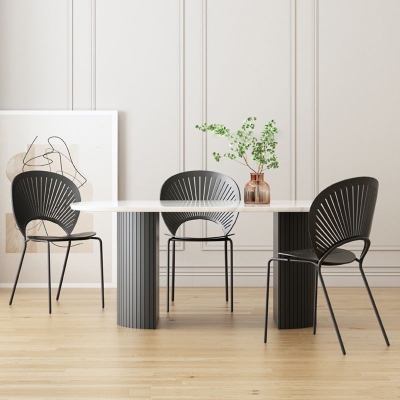 Oval Shape Modern Dining Table Two-Color Fixed Table with Double Pedestal Clearhalo ' dining_table' 'Dining Tables & Seating' 'Dining Tables' 'furn' 'furn_dining_table' 'Furniture' 'furniture_dining_table' 'Kitchen & Dining Furniture' 'kitchen&dining_furn' 'kitchen' 'kitchen_dining_table' 1200x1200_d4153e01-9257-4f44-a3bc-bd429677bf37