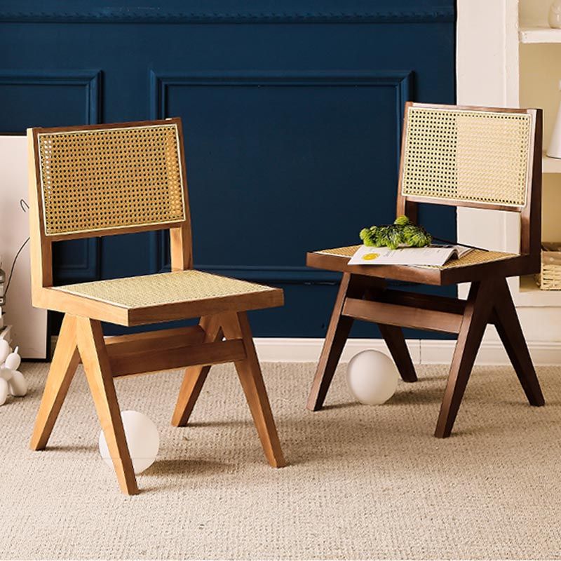 Traditional Dining Arm Chair Rattan Oak Solid Wood Dining Chair