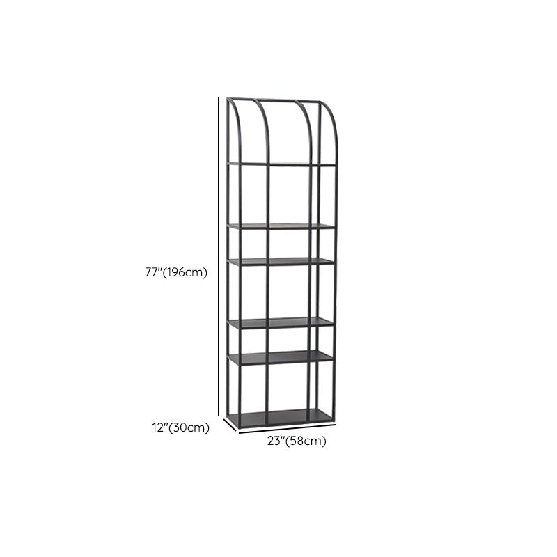 Industrial Metal Bookcase Etagere 5 Shelves Open Back Bookshelf