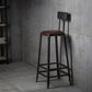 Industrial Armless Counter Stool Iron Cafe Bar Stool with Leather Cushion and Pedal Clearhalo 'Bar Furniture' 'Bar Stools' 'bar_stools' 'furn' 'furn_bar_stools' 'Furniture' 'furniture_bar_stools' 'Kitchen & Dining Furniture' 1200x1200_d41a8236-cf89-4521-9350-93fa56ab75cd