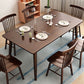 Solid Wood Top Dining Table Modern Rectangle Table with 4 Legs in Brown