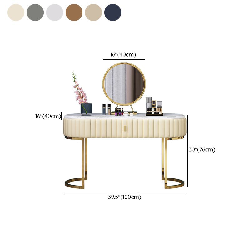 Glam Marble Top Make-up Vanity Dressing Table Set with a drawer